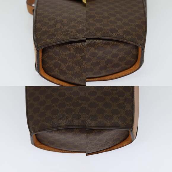 CELINE Macadam Canvas Shoulder Bag Pvc Leather Brown Gold - Picture 10 of 12
